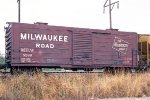 Milwaukee Road box with roof hatches MILW #8280 in company sand service.